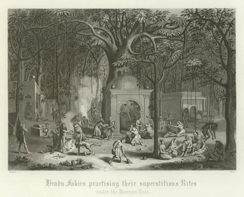 Hindu Fakirs Practising Their Superstitious Rites by English School