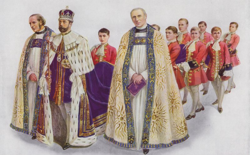 His Majesty the King Entering the Abbey by English School