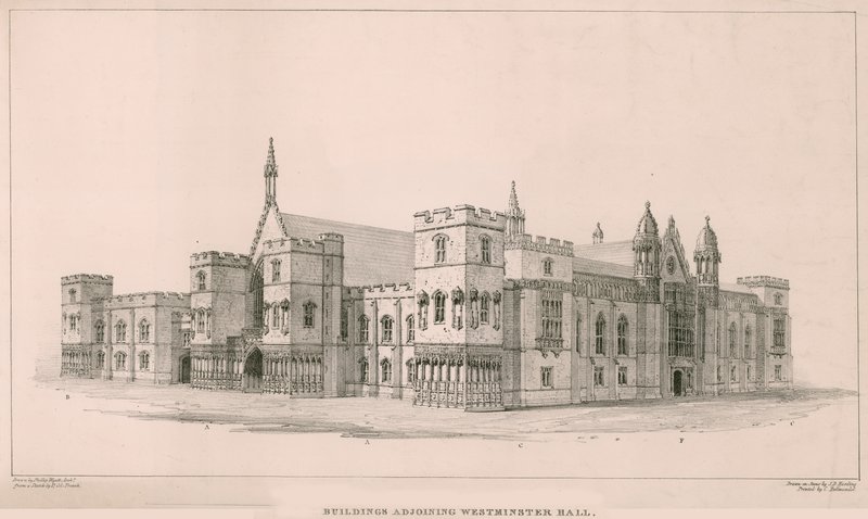 Houses of Parliament: Buildings Adjoining Westminster Hall by English School