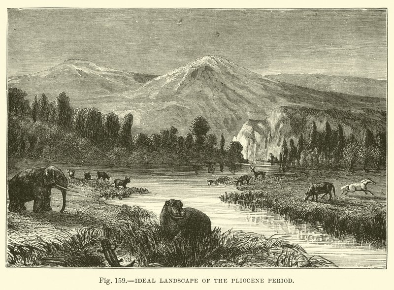 Ideal Landscape of the Pliocene Period by English School