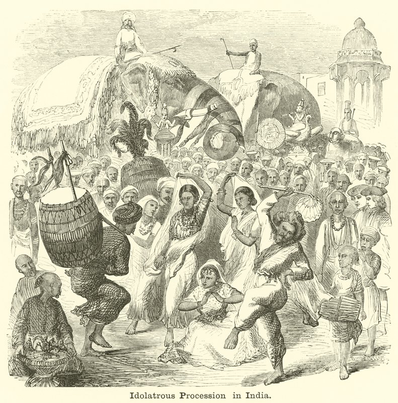 Idolatrous Procession in India by English School