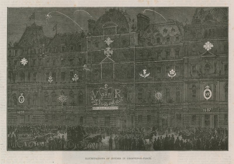 Illuminations on Houses in Grosvenor Place by English School