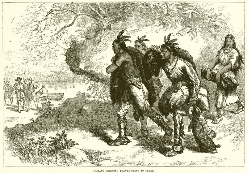 Indians Bringing Beaver-Skins to Fleet by English School