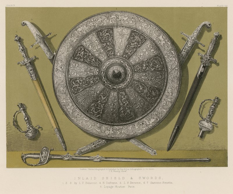 Inlaid Shield and Swords by English School
