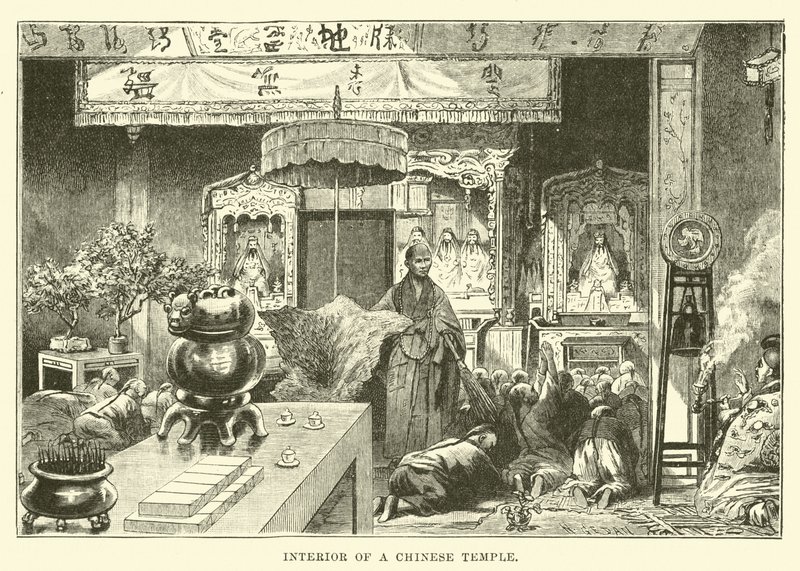 Interior of a Chinese Temple by English School