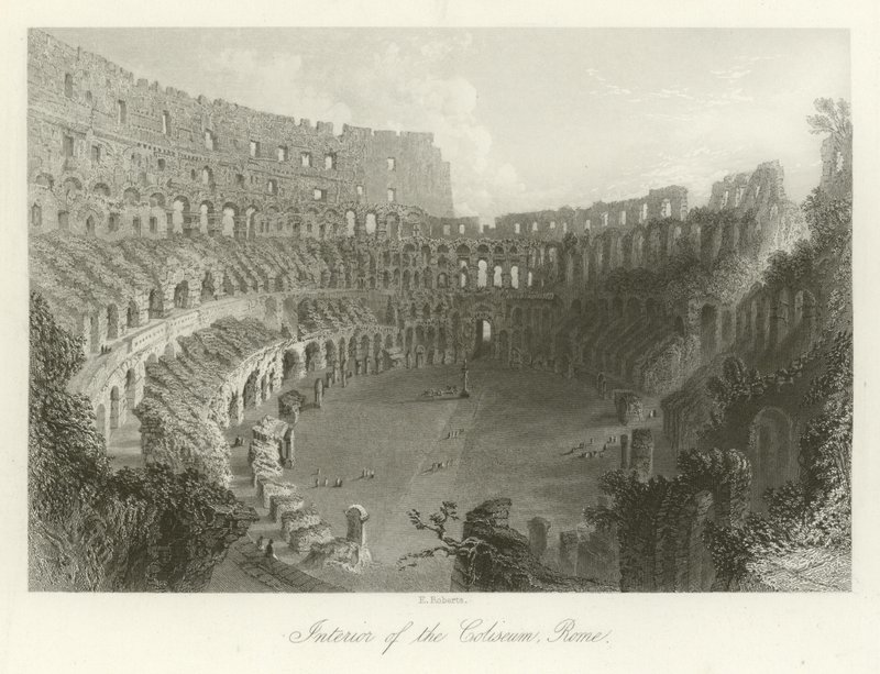 Interior of the Coliseum, Rome by English School