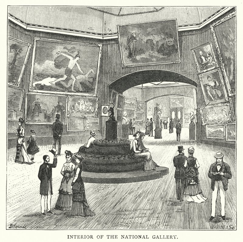 Interior of the National Gallery (engraving) by English School