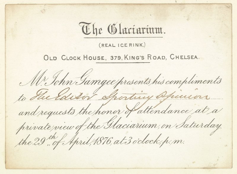 Invitation to The Glaciarium in 1876 by English School