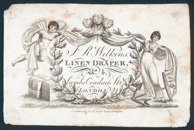 J R Wilkins, Linen Draper, Trade Card by English School