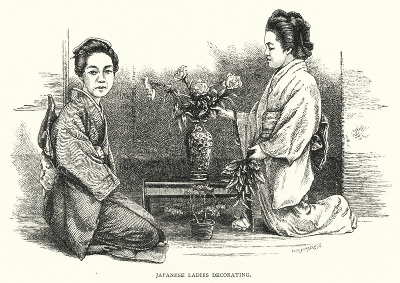 Japanese Ladies Decorating (engraving) by English School