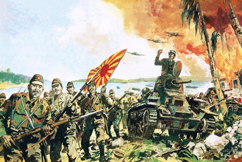 Japanese Invading Singapore by English School