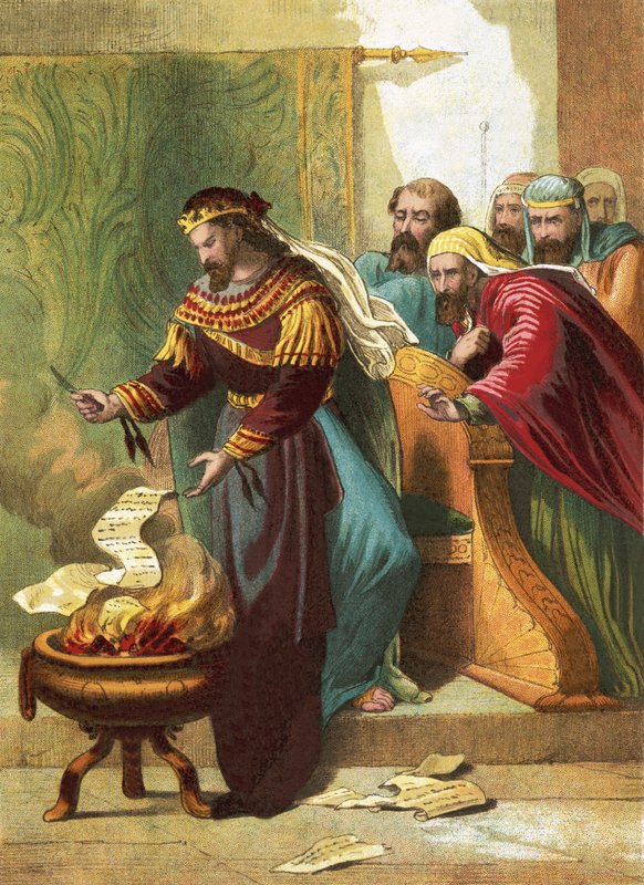 Jehoakim Destroying the Divine Message by English School