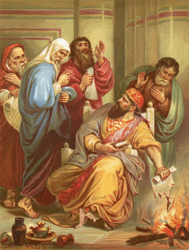 Jehoiakim Burning the Roll by English School
