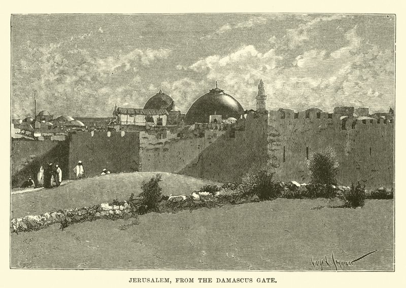 Jerusalem, from the Damascus Gate by English School