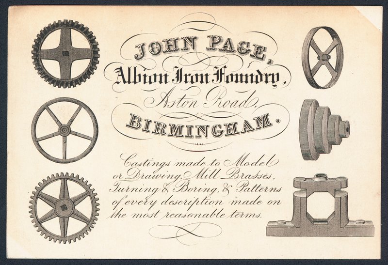 John Page, Albion Iron Foundry, Trade Card by English School