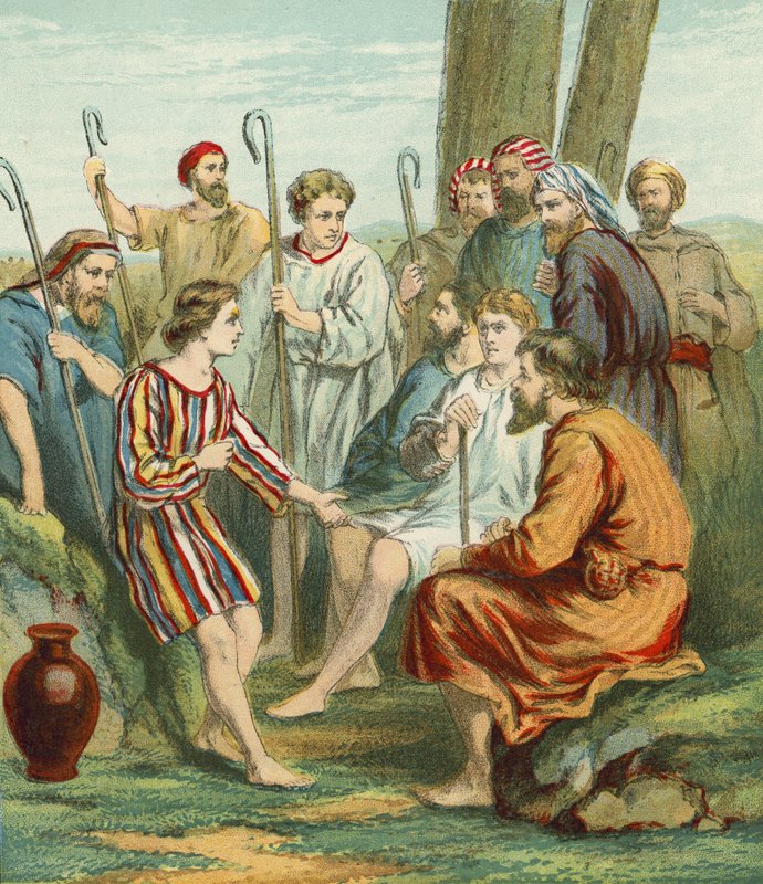 Joseph Wearing the Coat of Many Colours by English School