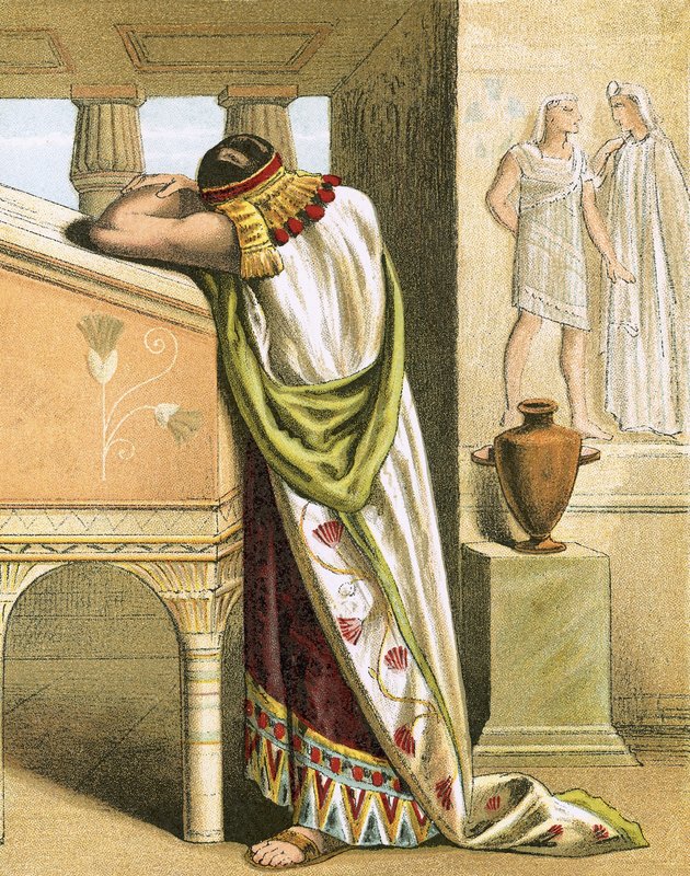 Joseph weeping after having seen Benjamin by English School