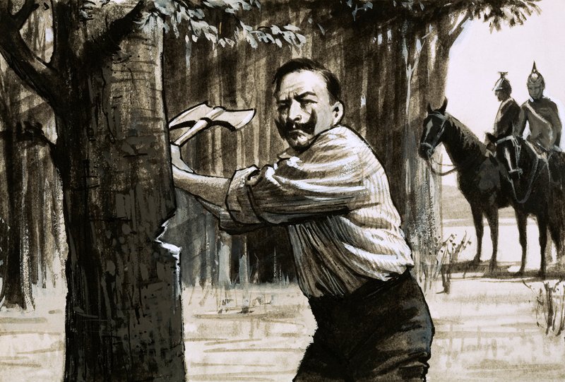 Kaiser Wilhelm II Chopping Down Trees by English School