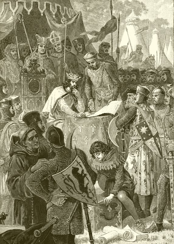 King John signing the Great Charter by English School
