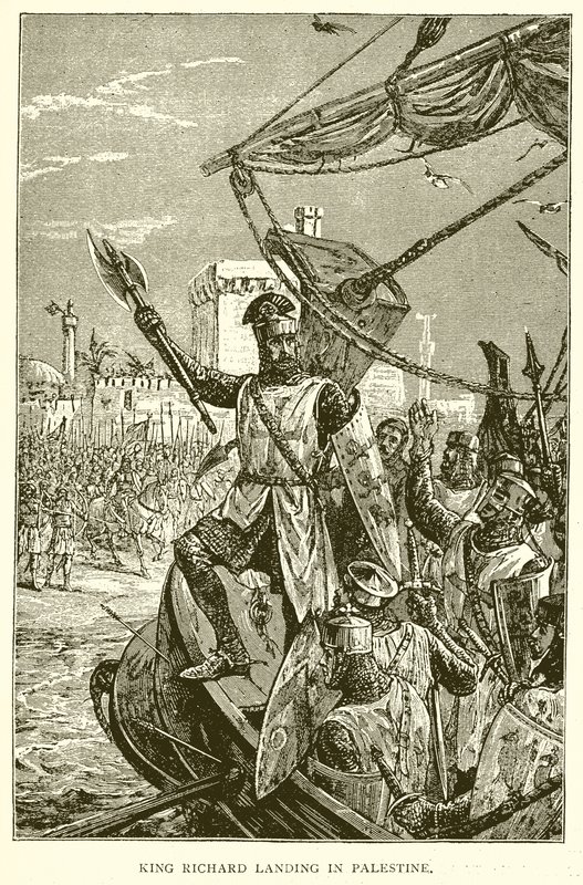 King Richard Landing in Palestine by English School