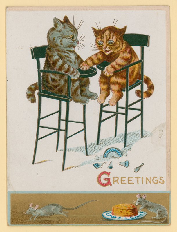 Kittens in Baby Chairs by English School