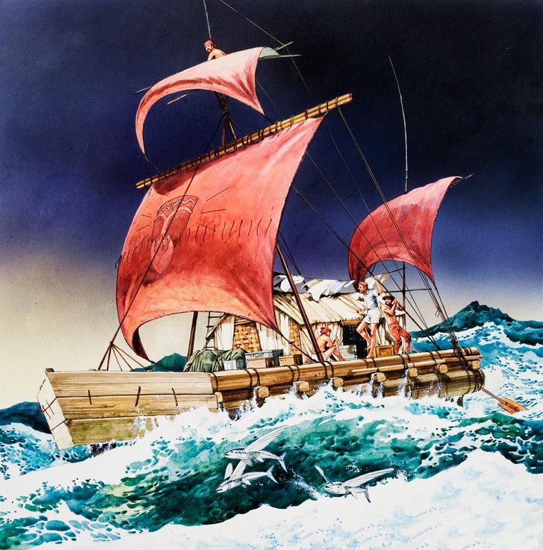 Kon-Tiki on Its Epic Voyage by English School