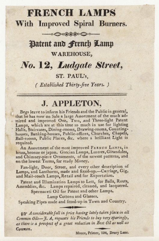 Lamp Maker, Trade Card by English School