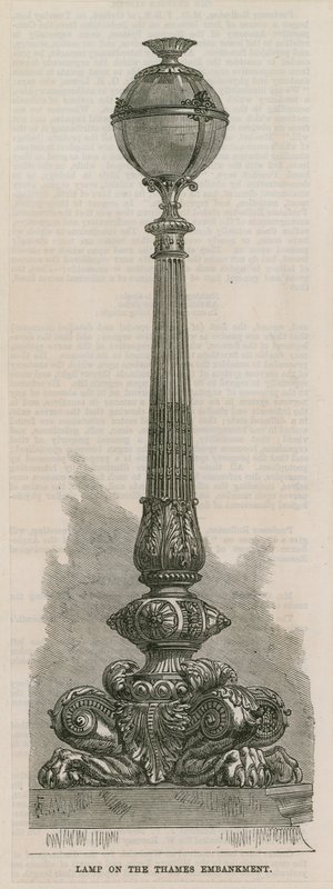 Lamp on the Thames Embankment, London by English School