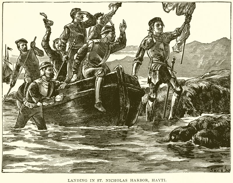 Landing in St. Nicholas Harbor, Hayti by English School