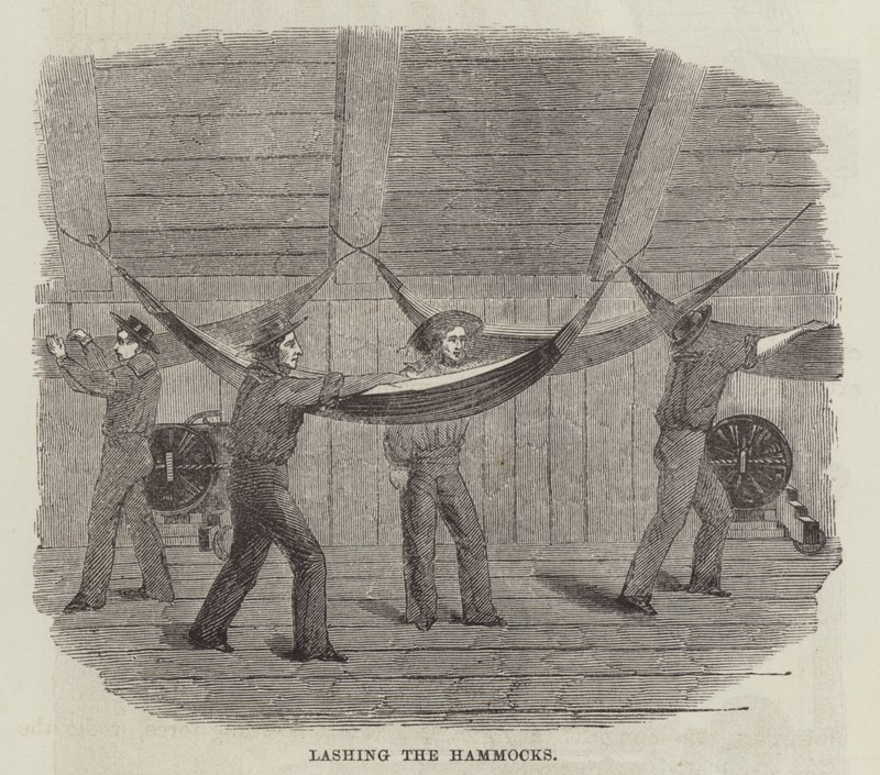 Lashing the hammocks by English School