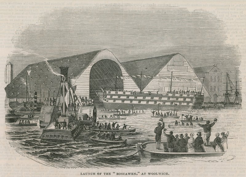 Launch of the Boscawen at Woolwich by English School