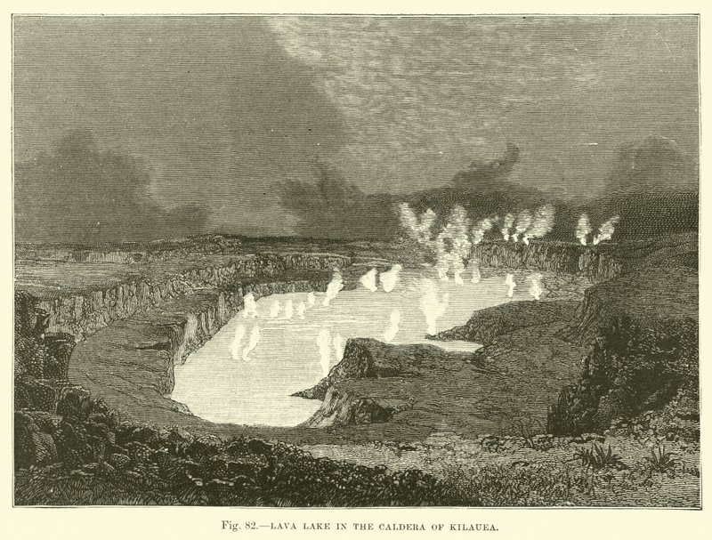 Lava lake in the Caldera of Kilauea by English School