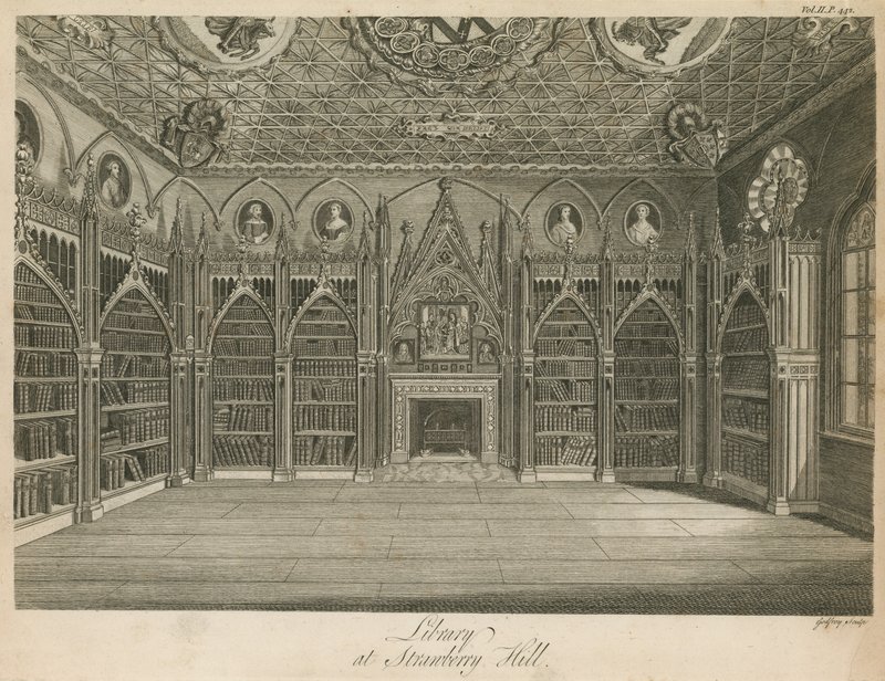 Library at Strawberry Hill, London by English School