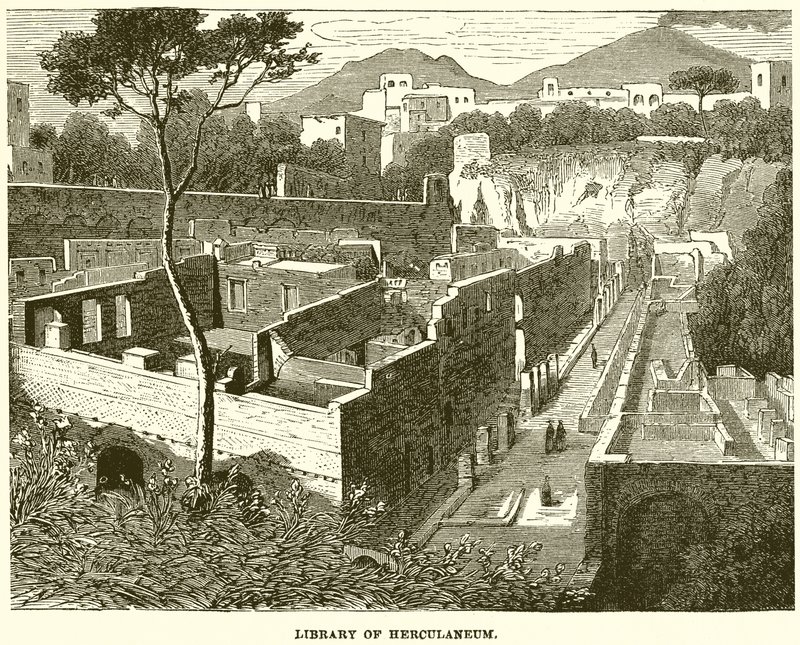 Library of Herculaneum by English School