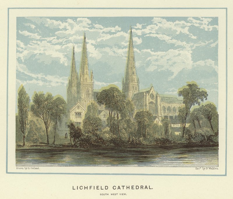 Lichfield Cathedral, South West View by English School