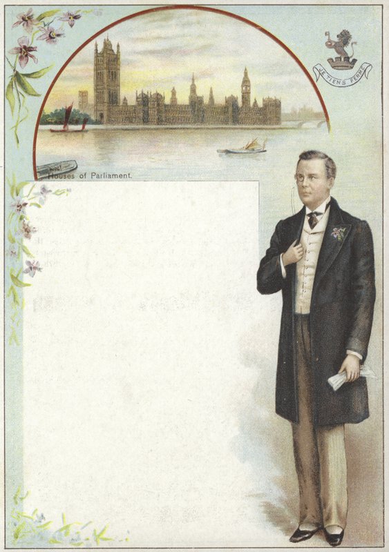 Liebig card featuring Joseph Chamberlain by English School