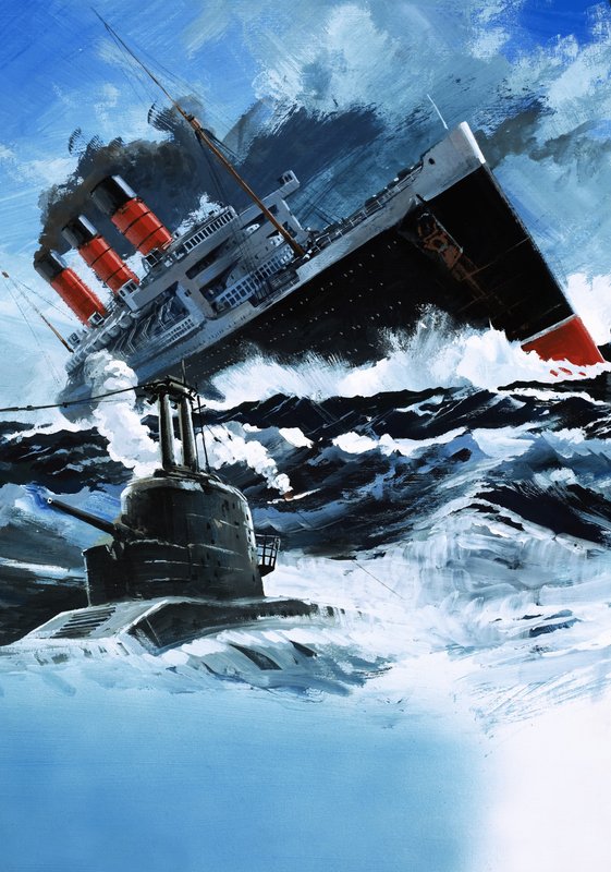 Liner Being Sunk by a Submarine by English School