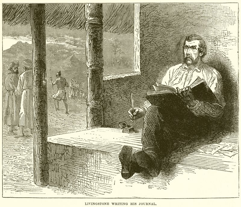 Livingstone Writing His Journal by English School