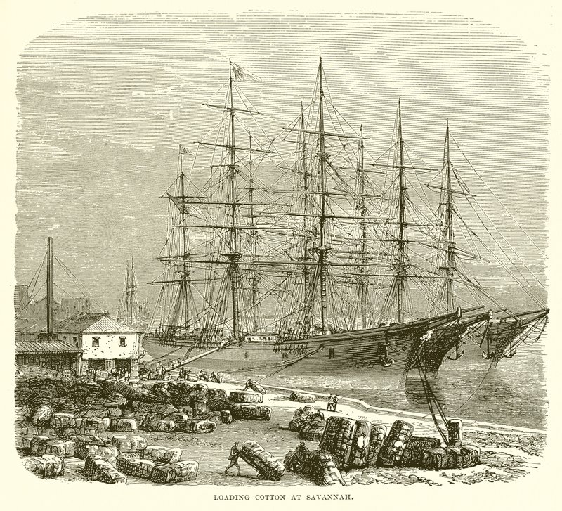 Loading Cotton at Savannah by English School