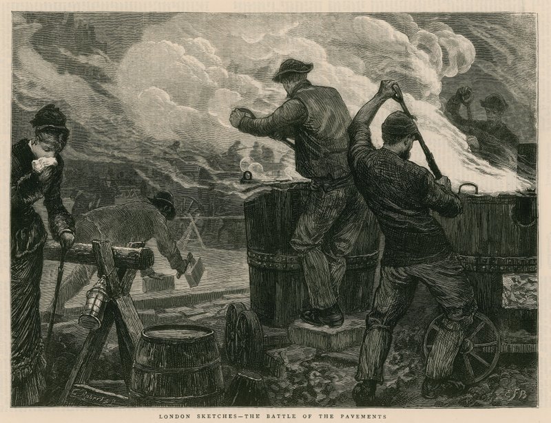 London Sketches: The Battle of the Pavements by English School
