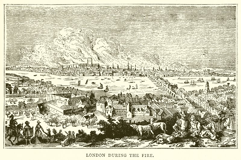 London during the Fire by English School