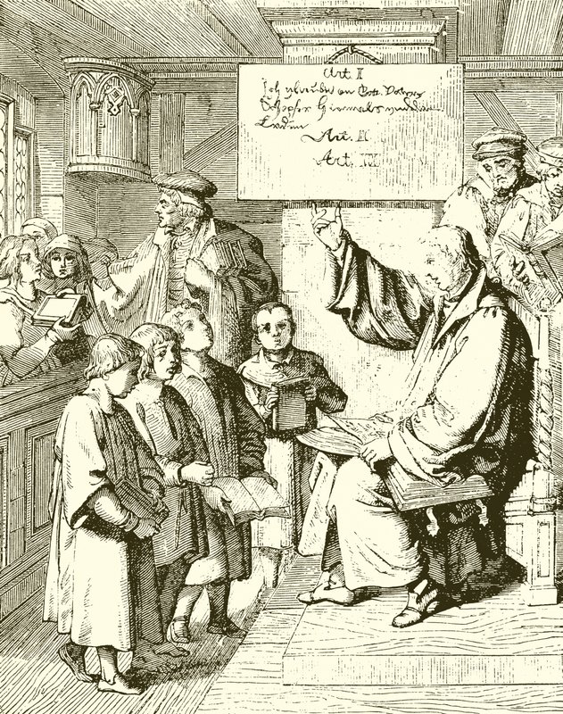 Luther teaching Children by English School