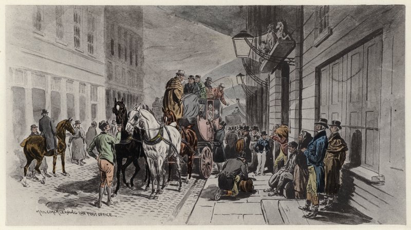 Mail-Coach Leaving the Post-Office by English School