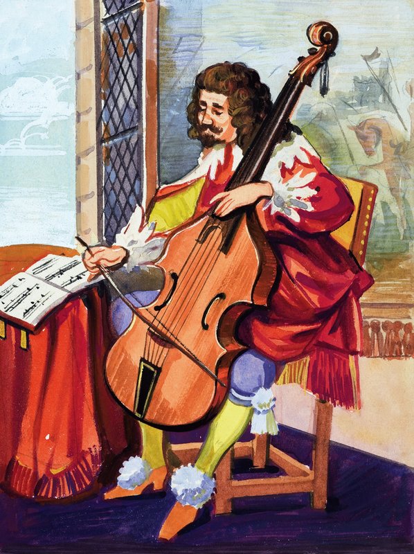 Man Playing the Cello by English School