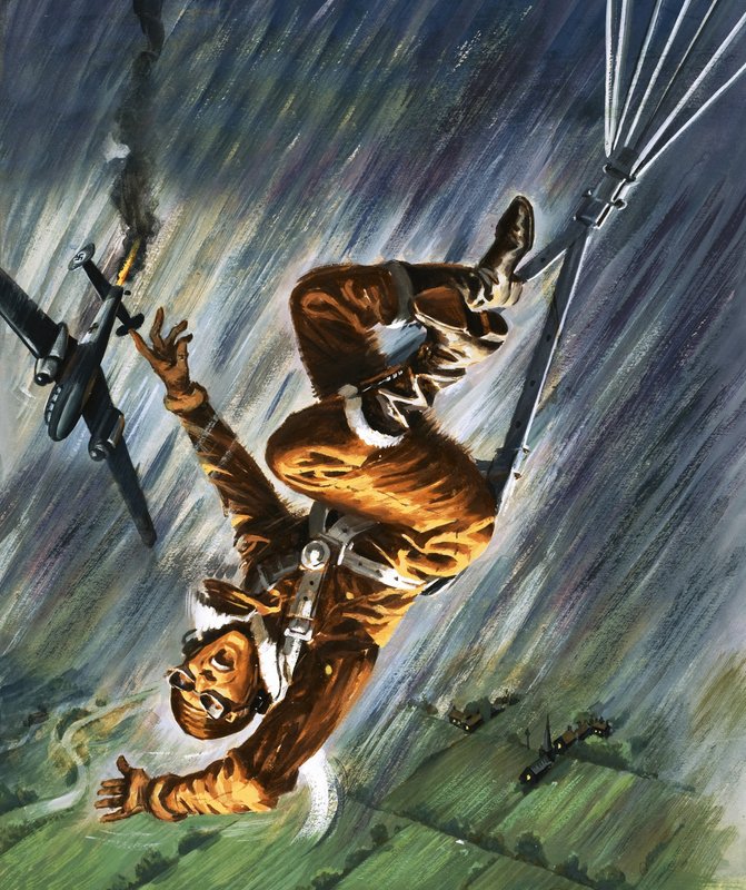 Man Falling with Parachute by English School