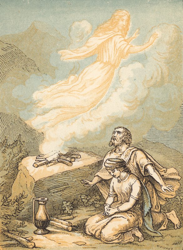 Manoah and his Wife by English School
