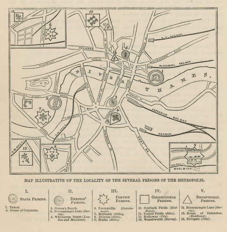 Map of London Prisons by English School