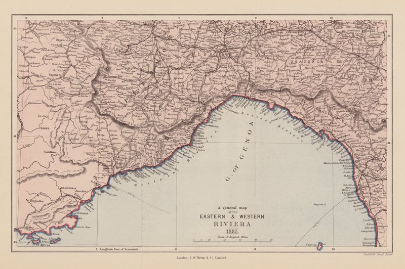 Map of the Eastern and Western Riviera by English School