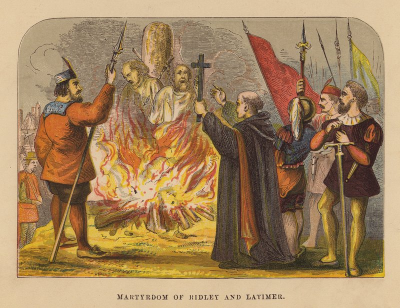 Martyrdom of Ridley and Latimer by English School