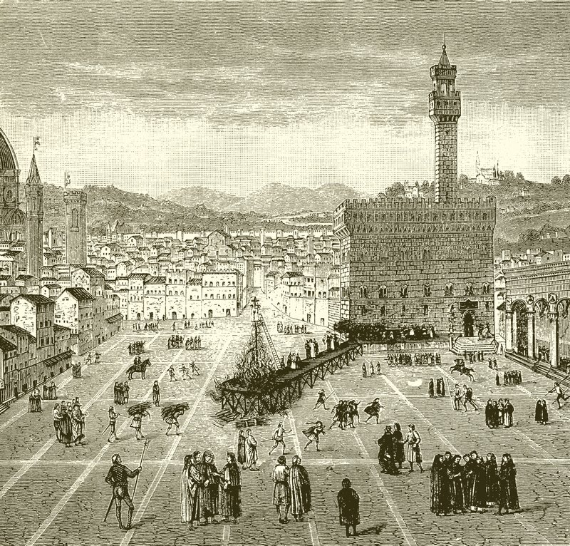 Martyrdom of Savonarola by English School